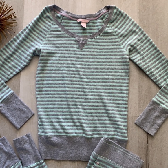 Victoria’s Secret Termal PJ’s teal gray metallic shimmer size XS cozy sleep - Picture 4 of 16